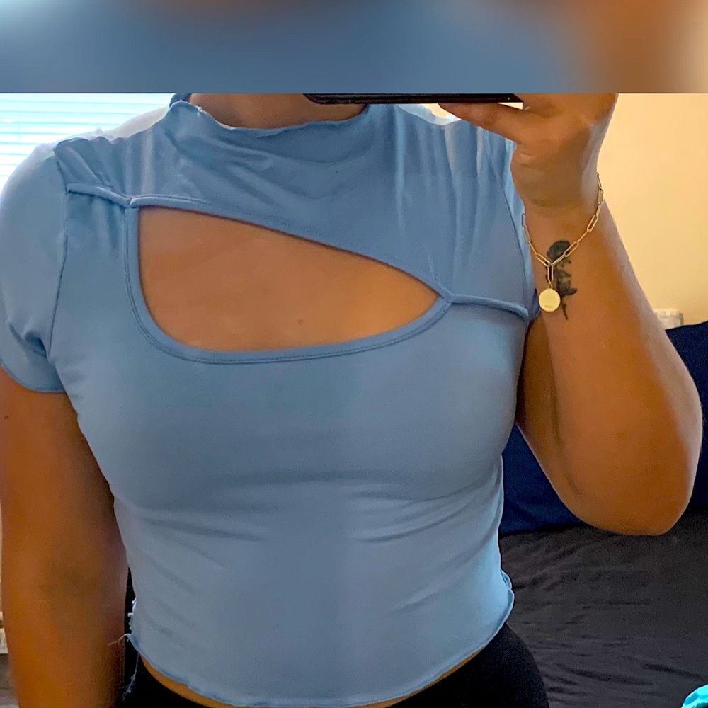 Baby blue love J blouse
